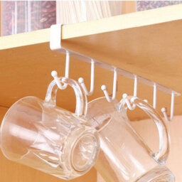 Living And Home White Metal 6 Hooks Rail Cup Hook Rack  Hanging Holder Under Cabinet Closet - thumbnail 7