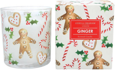 Gisela Graham Gingerbread And Candy Cane Scented Christmas Candle, Large 9 X 8 Cm