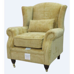 Wing Chair Fireside Velluto Gold Real Fabric High Back Armchair - thumbnail 2