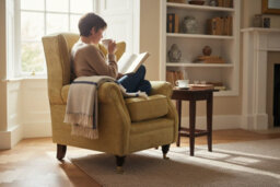 Wing Chair Fireside Velluto Gold Real Fabric High Back Armchair - thumbnail 3