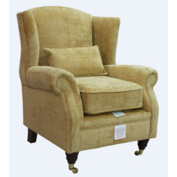 Wing Chair Fireside Velluto Gold Real Fabric High Back Armchair