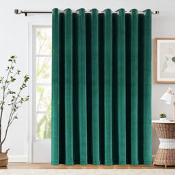 Ameha Emerald Green Velvet Crushed Curtains Blackout Thermal Insulated Ring Top Ready Made Door Curtain Single Panel 66'' X 84'' - thumbnail 7