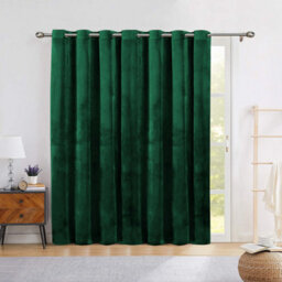 Ameha Emerald Green Velvet Crushed Curtains Blackout Thermal Insulated Ring Top Ready Made Door Curtain Single Panel 66'' X 84'' - thumbnail 3