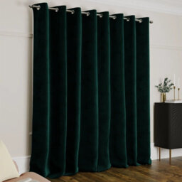 Ameha Emerald Green Velvet Crushed Curtains Blackout Thermal Insulated Ring Top Ready Made Door Curtain Single Panel 66'' X 84''