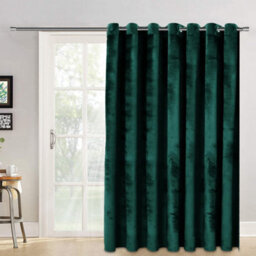 Ameha Emerald Green Velvet Crushed Curtains Blackout Thermal Insulated Ring Top Ready Made Door Curtain Single Panel 66'' X 84'' - thumbnail 8
