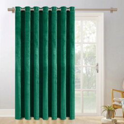 Ameha Emerald Green Velvet Crushed Curtains Blackout Thermal Insulated Ring Top Ready Made Door Curtain Single Panel 66'' X 84'' - thumbnail 9
