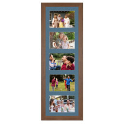 AK Frames 26X8 Walnut Modern Multi Photo Frame With Pompadour Mount - Holds 5 Apertures (5X) 6X4 Photos