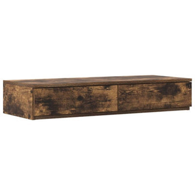 Berkfield Modern Bedside Tables Smoked Oak Engineered Wood 100 X 36.5 X 16.5 Cm