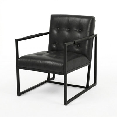 Evre Black Pu Leather Accent Armchair Tub Chair With Metal Frame - image 1