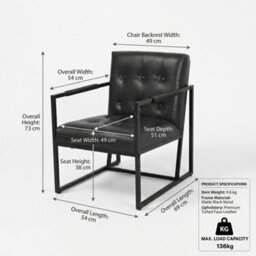 Evre Black Pu Leather Accent Armchair Tub Chair With Metal Frame - thumbnail 2