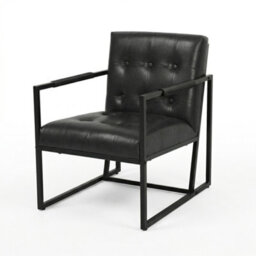 Evre Black Pu Leather Accent Armchair Tub Chair With Metal Frame