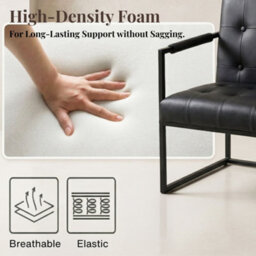 Evre Black Pu Leather Accent Armchair Tub Chair With Metal Frame - thumbnail 4