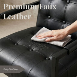 Evre Black Pu Leather Accent Armchair Tub Chair With Metal Frame - thumbnail 5