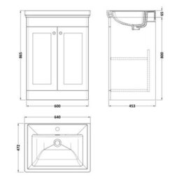 Dezine Loire 2.0 600mm Floor Standing Satin Anthracite Vanity Unit - 1 Tap Hole - thumbnail 2