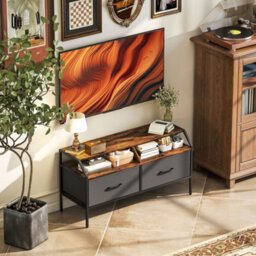 Wyld Haus Avamira 98Cm Rustic Brown And Black Tv Stand With Foldable Drawers For Tvs Up To 55 Inches - thumbnail 7