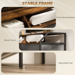 Wyld Haus Avamira 98Cm Rustic Brown And Black Tv Stand With Foldable Drawers For Tvs Up To 55 Inches - thumbnail 6