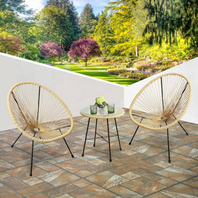Southbury Designer Egg String Chair Bistro Garden Set - Natural - image 1