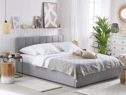 Beliani Ottoman Bed Fabric Dreux 180 X 200 Cm (Eu Super King) Light Grey - thumbnail 2