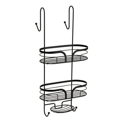 Showerdrape Dante Black 2 Tier Over Door Hook Door Shower Caddy - image 1