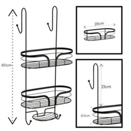 Showerdrape Dante Black 2 Tier Over Door Hook Door Shower Caddy - thumbnail 2