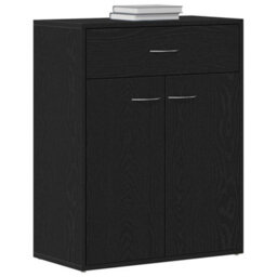 Berkfield Black Oak Sideboard 60X30X75 Cm Made Of Engineered Wood - thumbnail 3