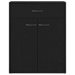 Berkfield Black Oak Sideboard 60X30X75 Cm Made Of Engineered Wood - thumbnail 7