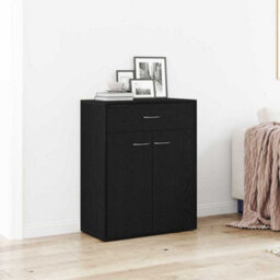 Berkfield Black Oak Sideboard 60X30X75 Cm Made Of Engineered Wood - thumbnail 1