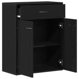 Berkfield Black Oak Sideboard 60X30X75 Cm Made Of Engineered Wood - thumbnail 5