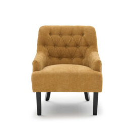 Compact Chenille Gold Accent Chair With Buttons Lydia - Classic Fabric Armchair, Doorstep Delivery - thumbnail 2