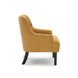 Compact Chenille Gold Accent Chair With Buttons Lydia - Classic Fabric Armchair, Doorstep Delivery - thumbnail 4