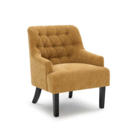 Compact Chenille Gold Accent Chair With Buttons Lydia - Classic Fabric Armchair, Doorstep Delivery - thumbnail 3