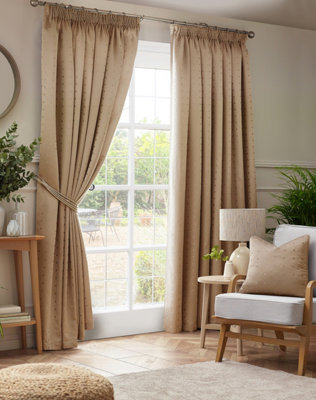 Luxury Living Adiso Pencil Pleat Taped Top Curtains Latte - image 1