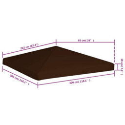 Vidaxl Gazebo Top Cover 310 G/m² 3X3 M Brown - thumbnail 3