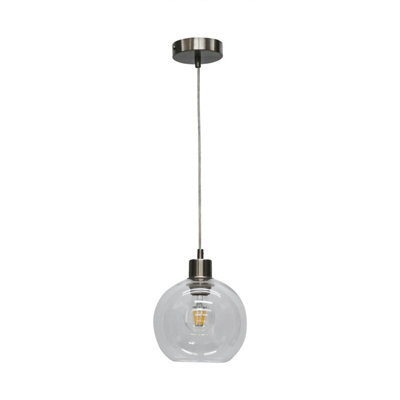 First Choice Lighting Barnum - Clear Glass Globe With Satin Nickel Pendant Fitting - image 1