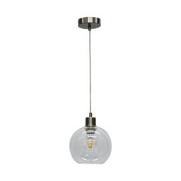 First Choice Lighting Barnum - Clear Glass Globe With Satin Nickel Pendant Fitting - thumbnail 1