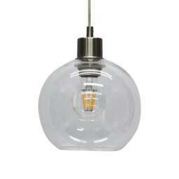 First Choice Lighting Barnum - Clear Glass Globe With Satin Nickel Pendant Fitting - thumbnail 2