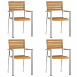 Berkfield Garden Dining Set 5 Pcs Solid Acacia Wood & Stainless Steel - thumbnail 6