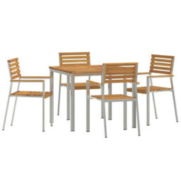 Berkfield Garden Dining Set 5 Pcs Solid Acacia Wood & Stainless Steel - thumbnail 2