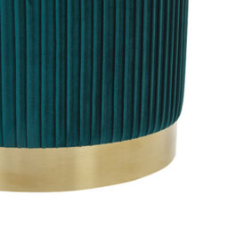 Beliani Teal Velvet Storage Pouffes Set Of 2 With Gold Base - Tufted Round Pouffes With Hidden Storage - thumbnail 6