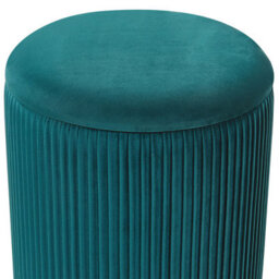Beliani Teal Velvet Storage Pouffes Set Of 2 With Gold Base - Tufted Round Pouffes With Hidden Storage - thumbnail 5