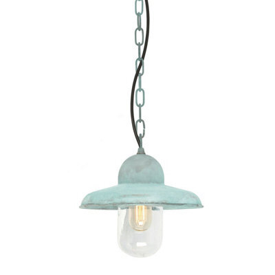 Stylish Outdoor Ip44 Chain Lantern With Verdigris Finish And E27 Bulb Compatibility