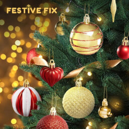 Festive Fix Christmas Baubles Set 130 Piece Red & Gold Decorations With Tree Topper Complete Tree Decoration Set Premium Holiday - thumbnail 7