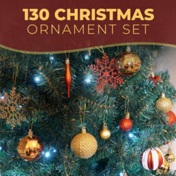 Festive Fix Christmas Baubles Set 130 Piece Red & Gold Decorations With Tree Topper Complete Tree Decoration Set Premium Holiday - thumbnail 5