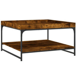 Walplus Coffee Table Smoked Oak 80X80X45 Cm Engineered Wood And Iron - thumbnail 2