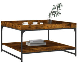 Walplus Coffee Table Smoked Oak 80X80X45 Cm Engineered Wood And Iron - thumbnail 3