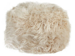 Wyld And Coco Light Beige Faux Fur Pouffe 70 X 70 Cm With Removable Cover - thumbnail 1
