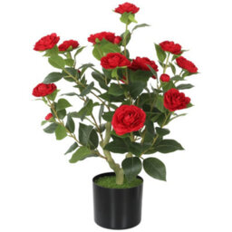 Homcom 65Cm Artificial Camellia Flower Plant With 116 Lush Leaves, Red - thumbnail 2