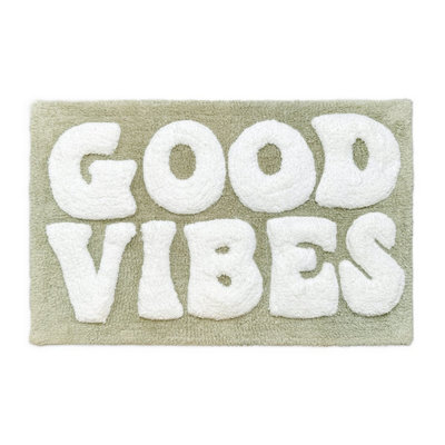 Allure Bath Fashions Good Vibes Slogan Bath Mat - Sage Green - image 1