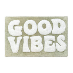 Allure Bath Fashions Good Vibes Slogan Bath Mat - Sage Green - thumbnail 1