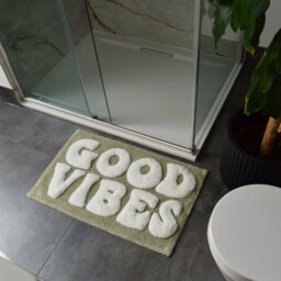 Allure Bath Fashions Good Vibes Slogan Bath Mat - Sage Green - thumbnail 3